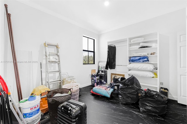 interior space featuring crown molding