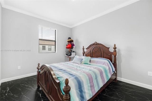 bedroom featuring ornamental molding