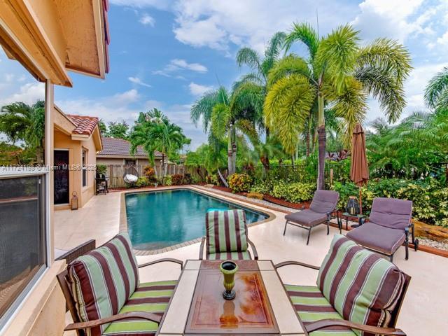 view of swimming pool with a patio