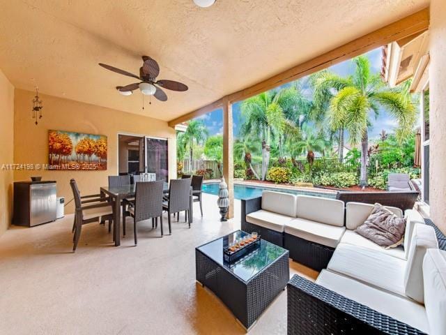 view of patio / terrace with an outdoor hangout area and ceiling fan