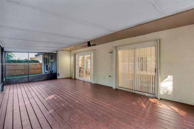 wooden deck featuring french doors