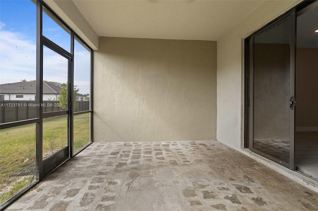 view of unfurnished sunroom