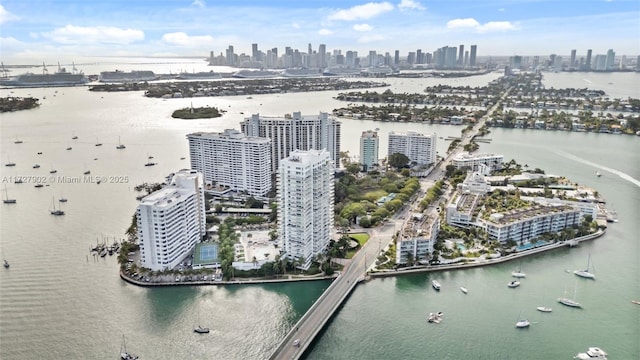 10 Venetian Way Unit 1903, Miami Beach, FL 33139 - aerial view of skyline, a nearby body of water, and a notable bridge