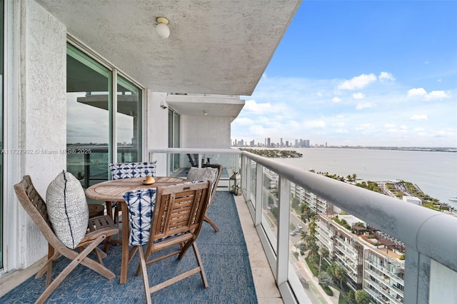 balcony with a water view