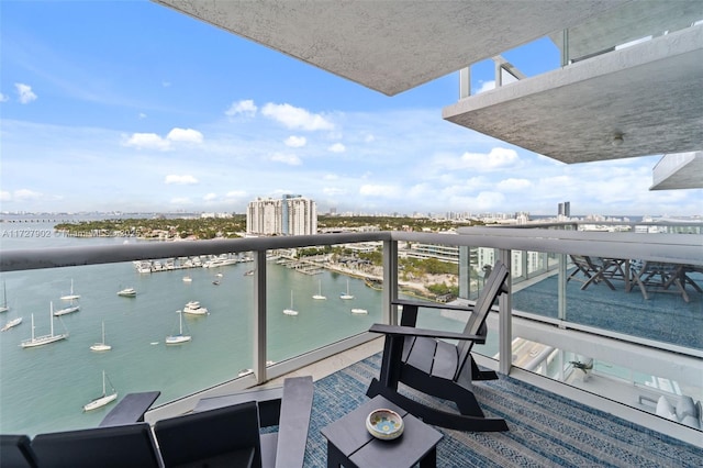 balcony with a water view