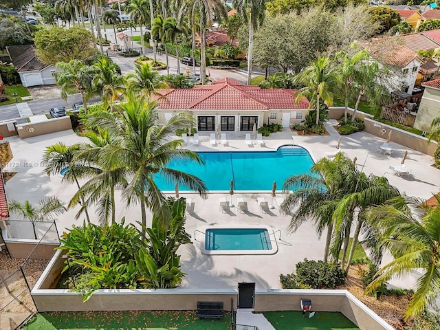 view of pool featuring a patio