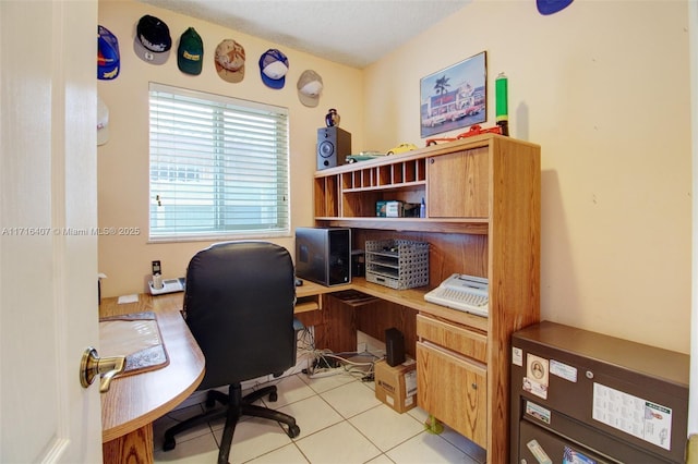 office with light tile patterned flooring