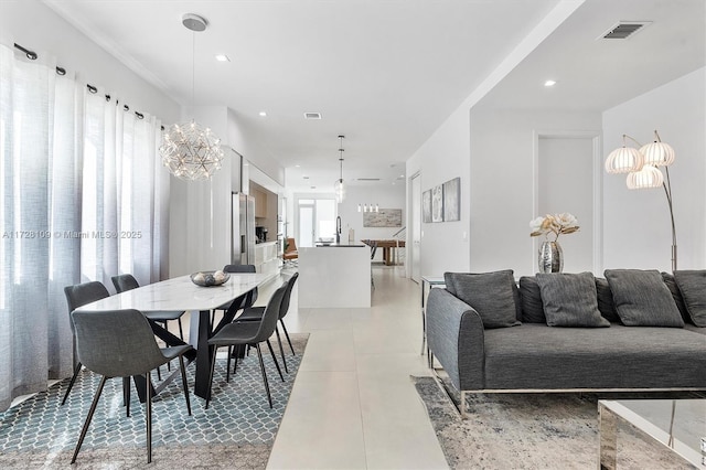 dining room featuring sink