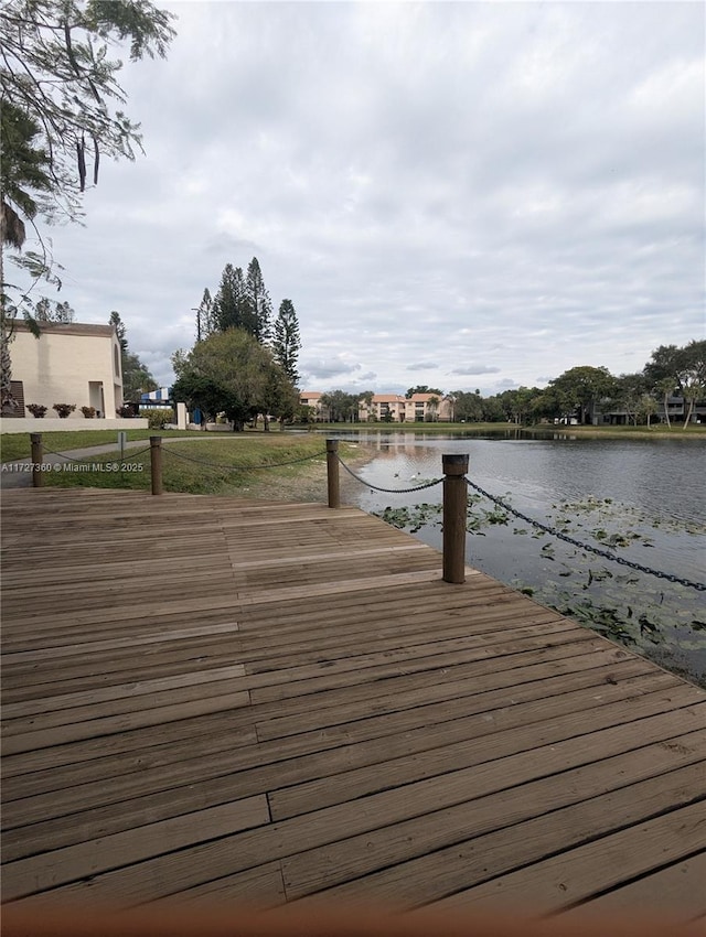 dock area featuring a water view