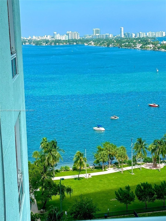 view of water feature featuring a view of city