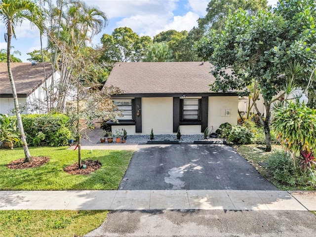 view of front of home featuring a front yard