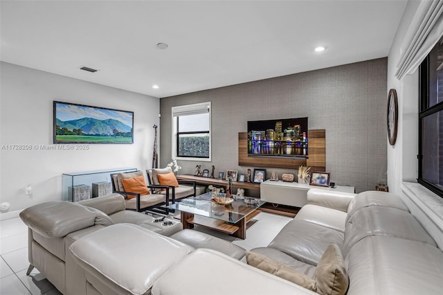 view of tiled living room