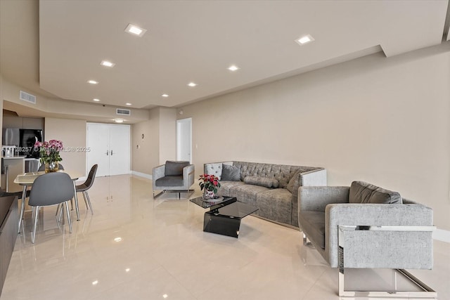 view of tiled living room