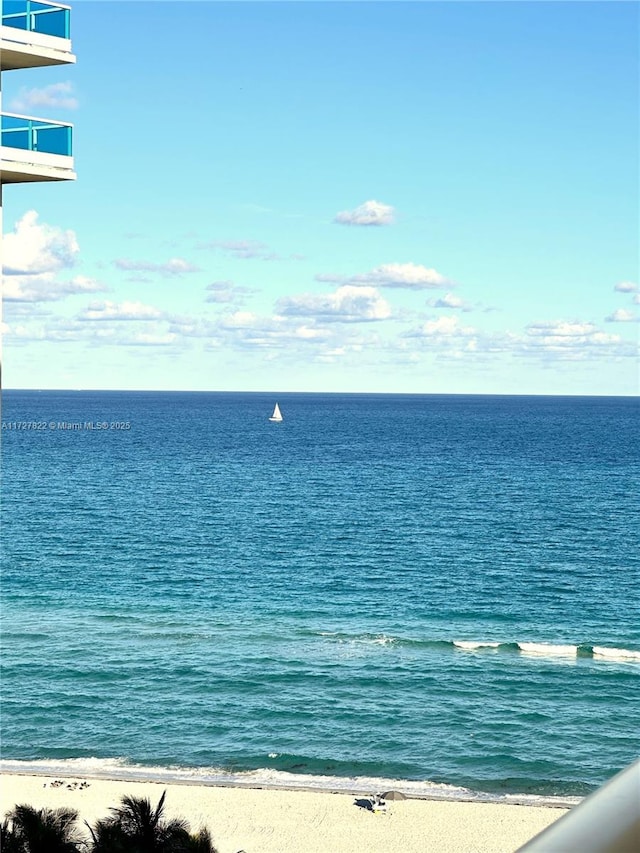 view of water feature featuring a view of the beach