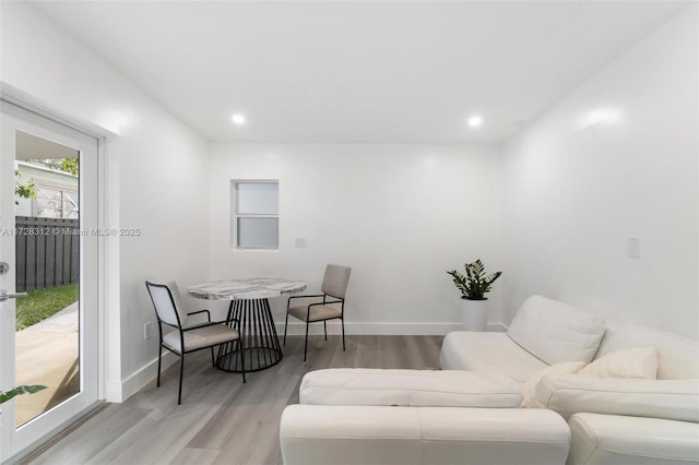 living room with light hardwood / wood-style floors