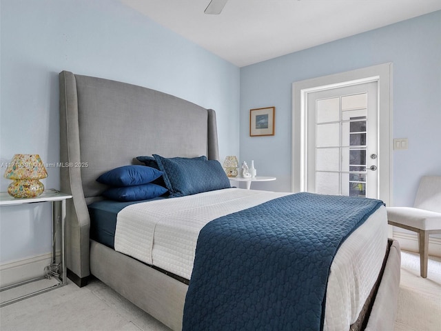 bedroom featuring ceiling fan