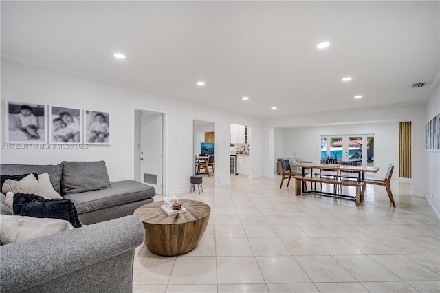 view of tiled living room