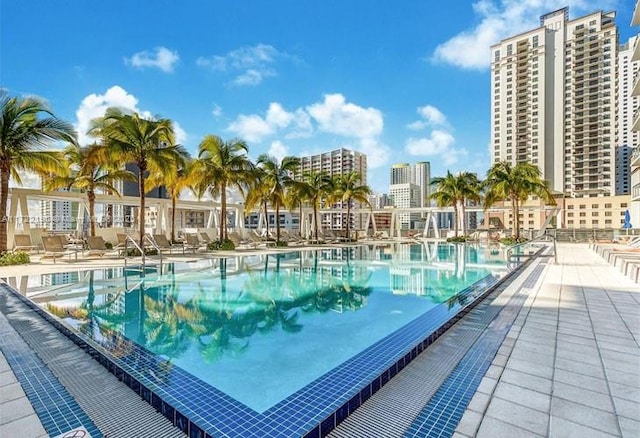 view of pool featuring a patio area