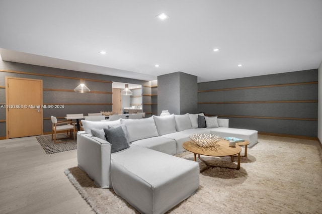 living room featuring light wood-type flooring