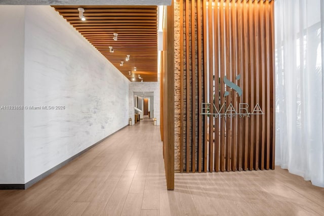 hallway featuring light wood-type flooring