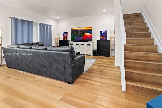 living room with hardwood / wood-style floors