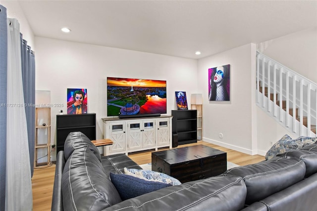 living room with hardwood / wood-style flooring