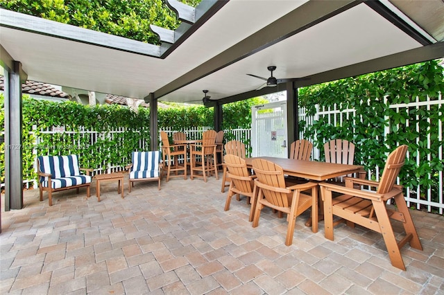 view of patio / terrace with ceiling fan