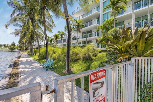 view of property's community featuring a water view