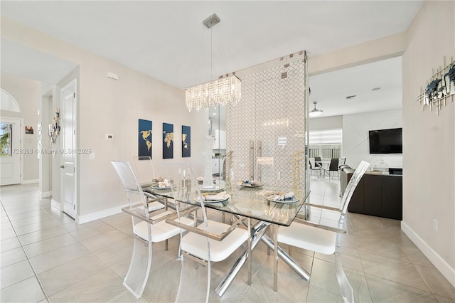 view of tiled dining room