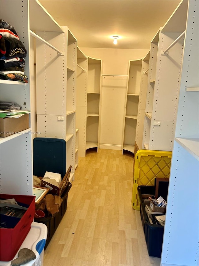 walk in closet featuring wood-type flooring