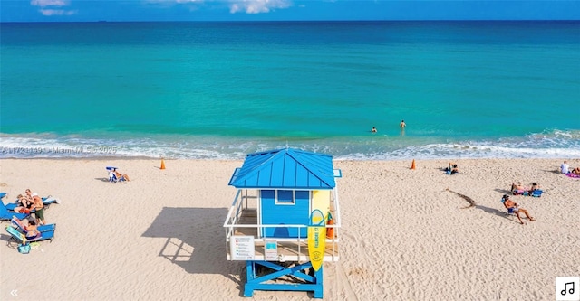 property view of water with a beach view