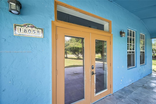 property entrance with french doors