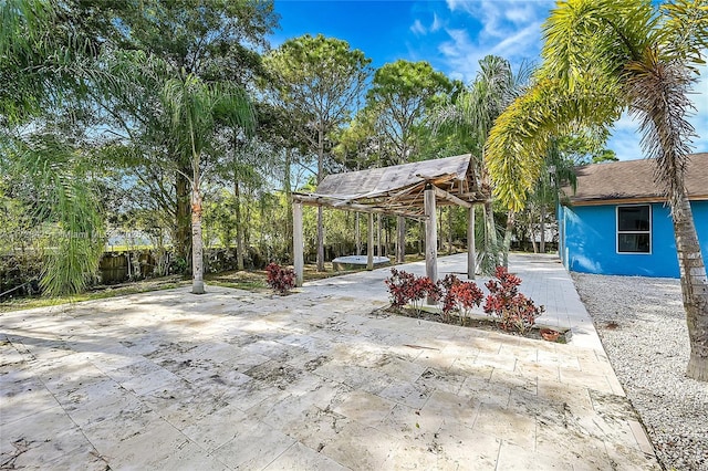 view of patio / terrace featuring a gazebo