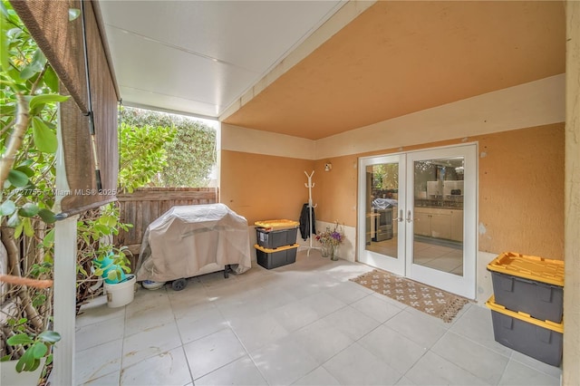 view of patio featuring grilling area and french doors