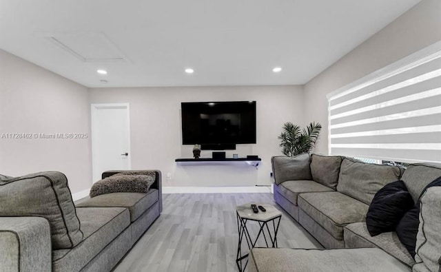 living room featuring light hardwood / wood-style floors