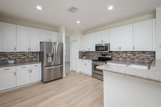 kitchen featuring sink, white cabinets, and stainless steel appliances