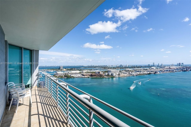 balcony with a water view