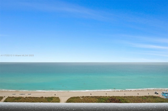 view of water feature featuring a beach view