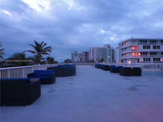 exterior space featuring an outdoor living space