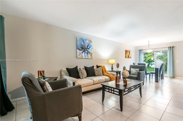 view of tiled living room