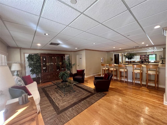 living room featuring light wood-type flooring