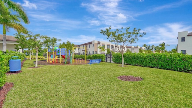 view of play area with a lawn