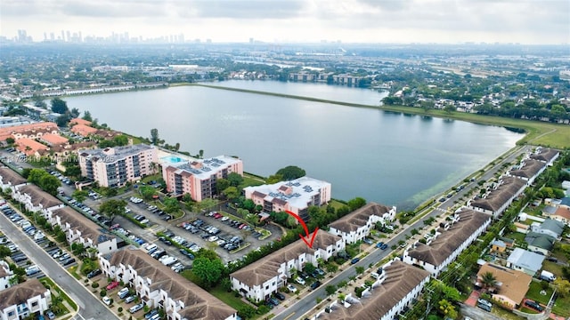 bird's eye view featuring a water view