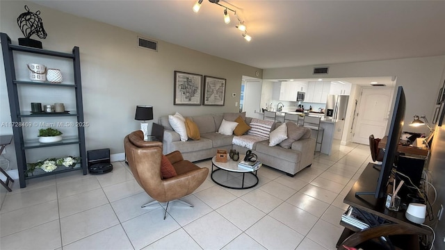 view of tiled living room