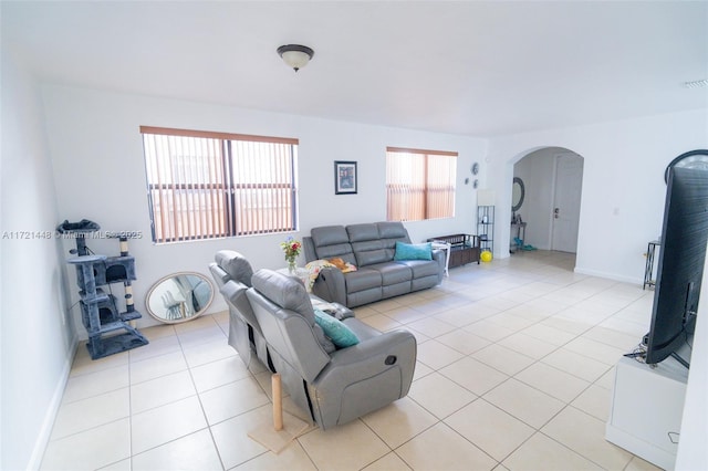 view of tiled living room