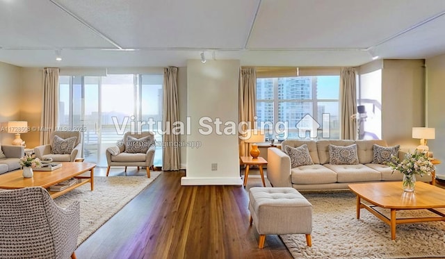 3600 Mystic Pointe Unit 1801, Aventura, FL 33180 - living room with rail lighting and wood finished floors