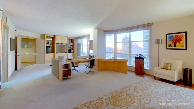 3600 Mystic Pointe Unit 1801, Aventura, FL 33180 - office with a textured ceiling and light carpet
