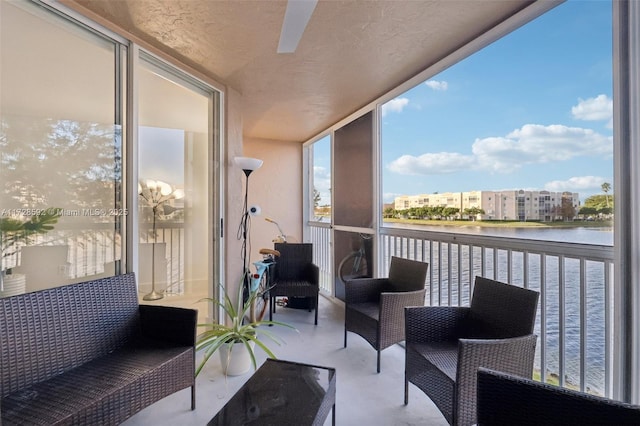 balcony with a water view