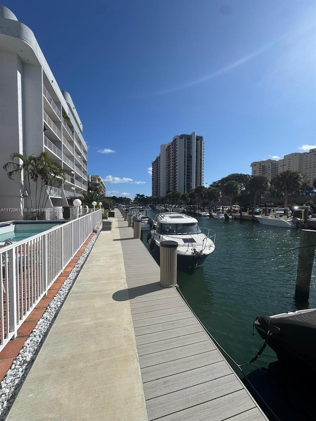 view of dock featuring a water view