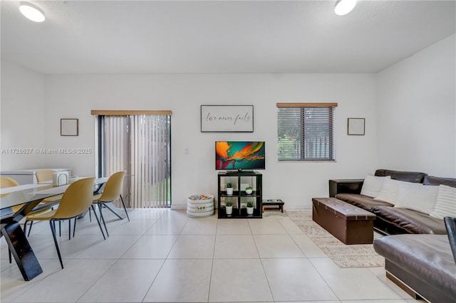 view of tiled living room